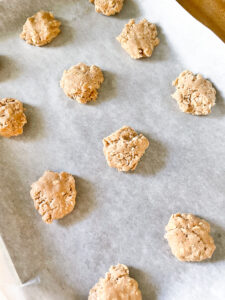 oatmeal cookie dough on parchment paper 