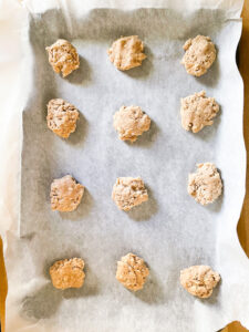 oatmeal cookie dough on parchment paper 