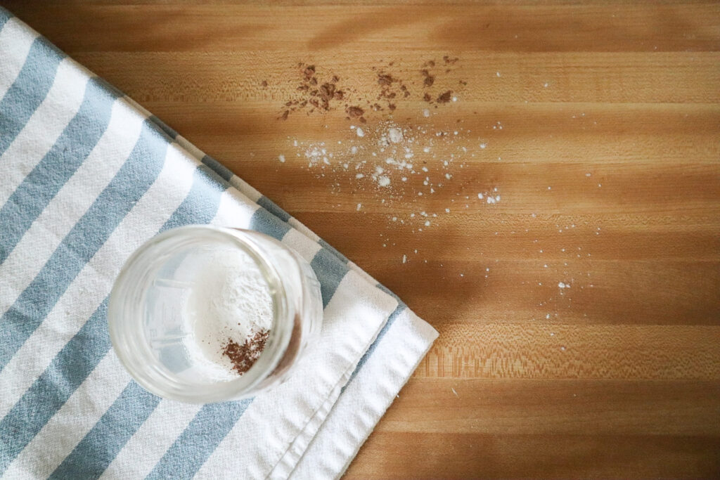 DIY Dry Shampoo on a striped towel