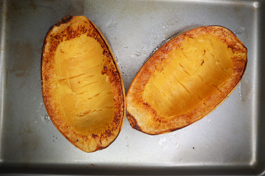 squash cooked on a baking sheet