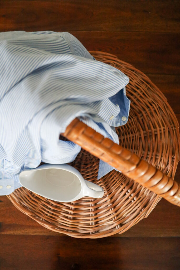 Antique basket with vase