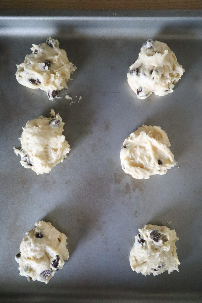 cookie dough on cookie sheets