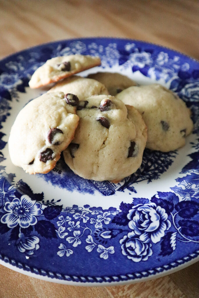 Chocolate Chip cookies on a plate 